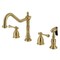 Kingston Brass Widespread Kitchen Faucet with Brass Sprayer, Brushed Brass KB1797BLBS - alternate 1